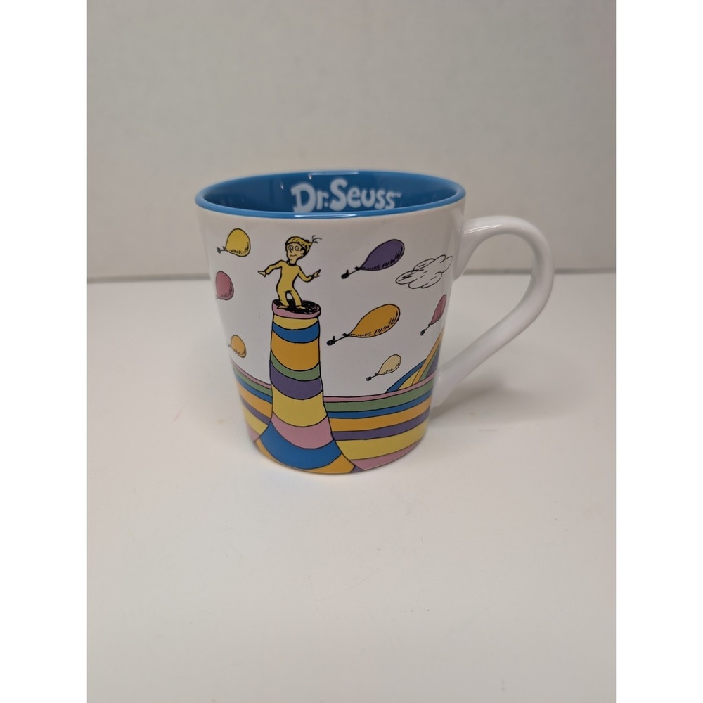 Dr. Seuss Oh The Places You'll Go Ceramic Coffee Mug Cup 2014 Vandor Blue Inside